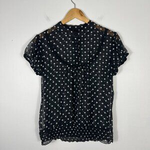 Hot Tempered Top Womens Large Black Sheer Polka Dot Victorian Whimsigoth Emo Y2K